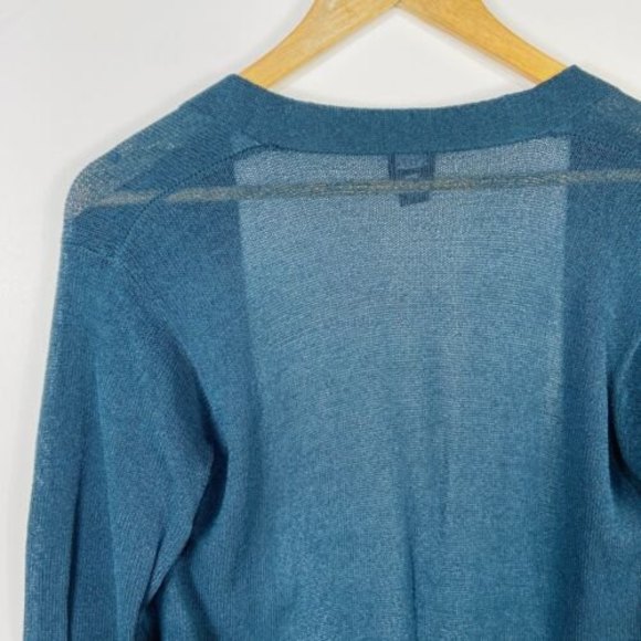 Eileen Fisher Open Front Green Open Knit Mesh Small Cardigan Sweater - Picture 6 of 7